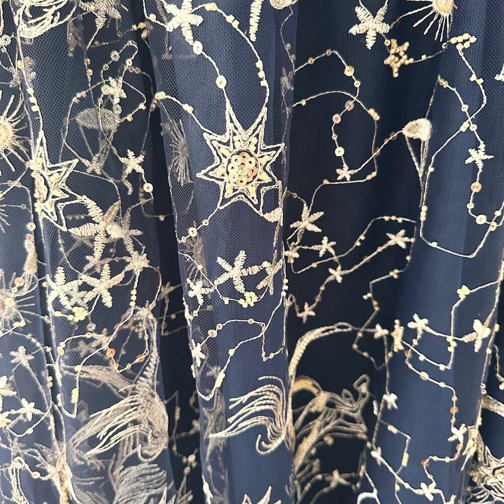 Jessakae Stella Orion Blue Gold Celestial Star Constellation Midi Dress 2 - Picture 6 of 13